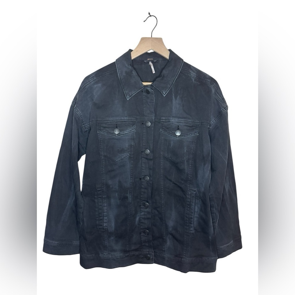 Free People Oversized Tie Dye Denim Jacket Size M